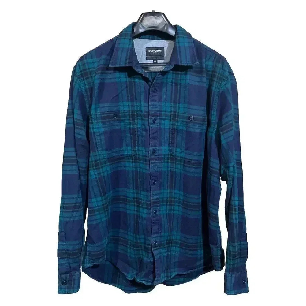 Bonobos Men’s Size XXL Standard Fit Plaid Flannel Long Sleeve Button Up Shirt
